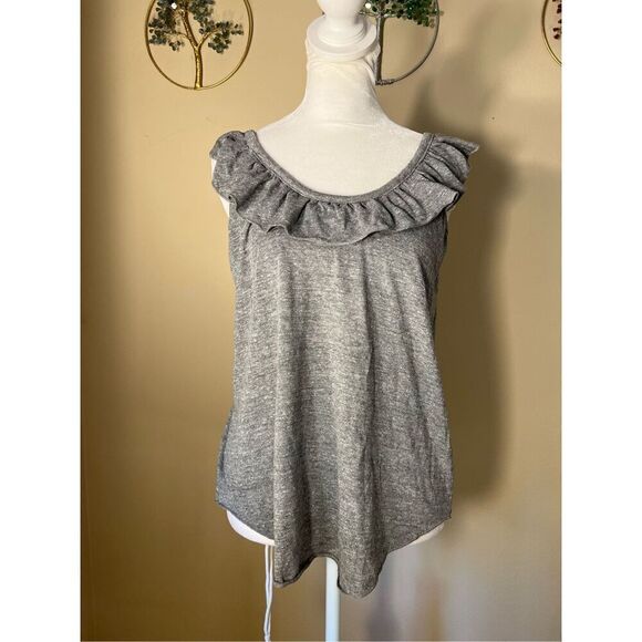 NWT! Chaser Heathered Gray Strappy Ruffle Tank Top Medium - Picture 1 of 6